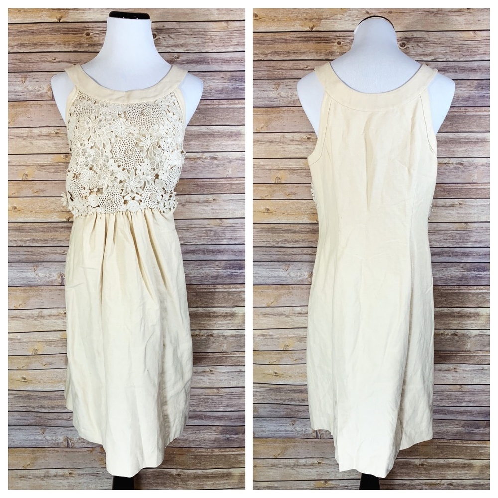 Anthropologie Postmark Cream Oleander Canvas Dress - Picture 3 of 8